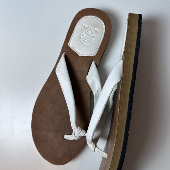 High Tide Sandals Flip Flops White Strappy Leather Thong Slide In Casual Size 9 - Picture 11 of 14